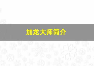 加龙大师简介