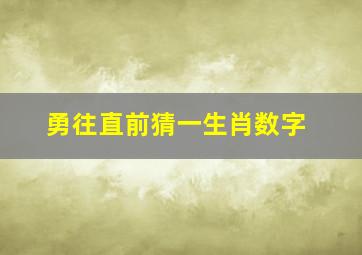 勇往直前猜一生肖数字