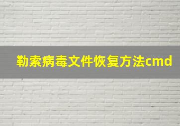 勒索病毒文件恢复方法cmd