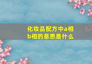 化妆品配方中a相b相的意思是什么