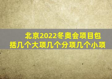 北京2022冬奥会项目包括几个大项几个分项几个小项