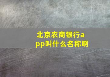 北京农商银行app叫什么名称啊