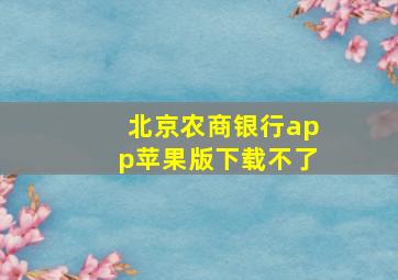 北京农商银行app苹果版下载不了