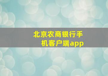 北京农商银行手机客户端app