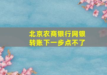 北京农商银行网银转账下一步点不了