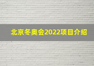 北京冬奥会2022项目介绍