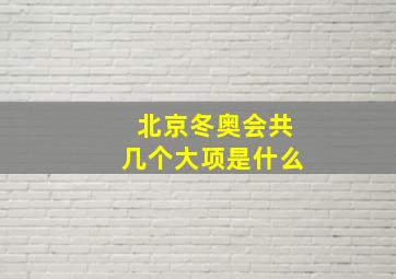 北京冬奥会共几个大项是什么