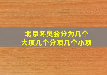 北京冬奥会分为几个大项几个分项几个小项