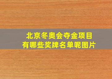 北京冬奥会夺金项目有哪些奖牌名单呢图片