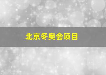 北京冬奥会项目