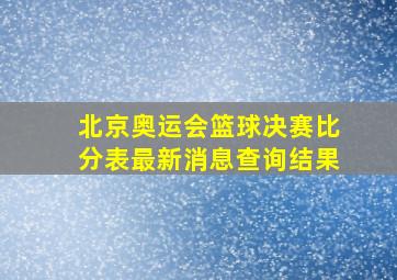 北京奥运会篮球决赛比分表最新消息查询结果