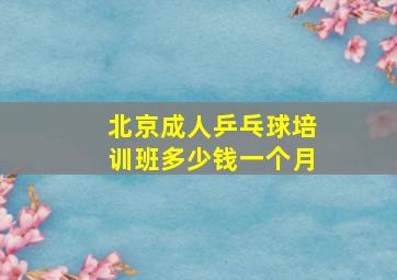 北京成人乒乓球培训班多少钱一个月