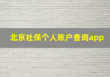 北京社保个人账户查询app