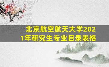 北京航空航天大学2021年研究生专业目录表格