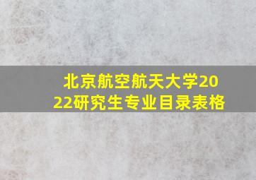 北京航空航天大学2022研究生专业目录表格