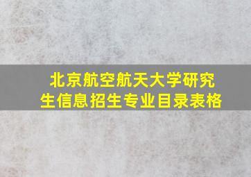 北京航空航天大学研究生信息招生专业目录表格