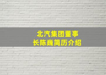 北汽集团董事长陈巍简历介绍