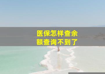 医保怎样查余额查询不到了