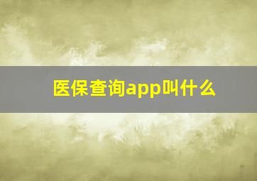 医保查询app叫什么