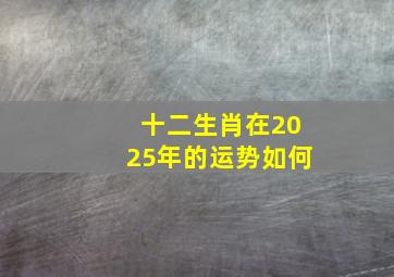 十二生肖在2025年的运势如何