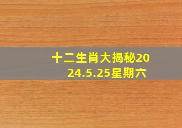 十二生肖大揭秘2024.5.25星期六