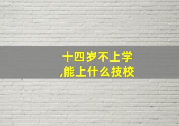 十四岁不上学,能上什么技校