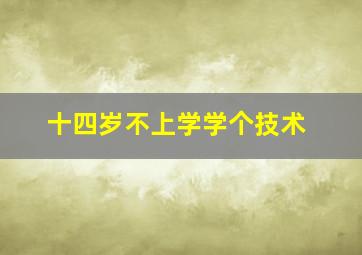 十四岁不上学学个技术