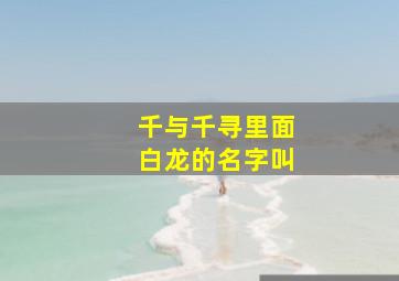 千与千寻里面白龙的名字叫