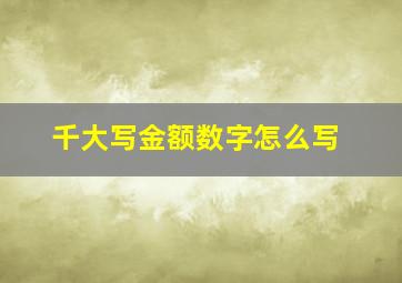 千大写金额数字怎么写