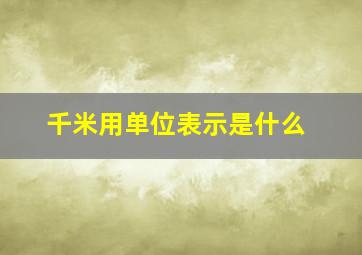 千米用单位表示是什么