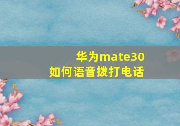 华为mate30如何语音拨打电话