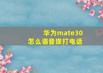 华为mate30怎么语音拨打电话