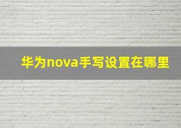 华为nova手写设置在哪里