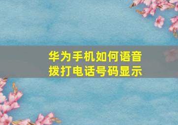 华为手机如何语音拨打电话号码显示