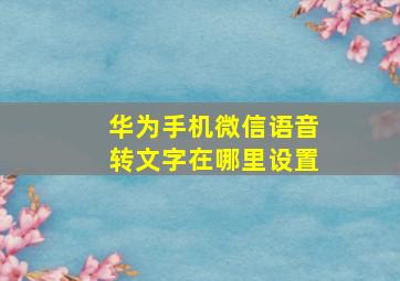 华为手机微信语音转文字在哪里设置