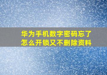 华为手机数字密码忘了怎么开锁又不删除资料