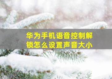 华为手机语音控制解锁怎么设置声音大小