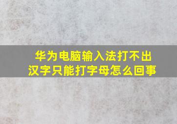 华为电脑输入法打不出汉字只能打字母怎么回事