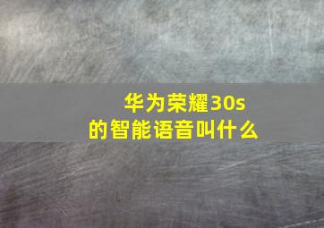 华为荣耀30s的智能语音叫什么