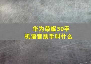 华为荣耀30手机语音助手叫什么