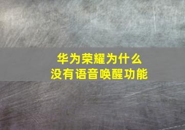 华为荣耀为什么没有语音唤醒功能