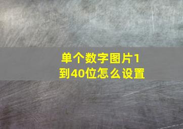 单个数字图片1到40位怎么设置