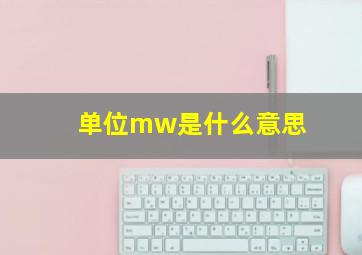 单位mw是什么意思