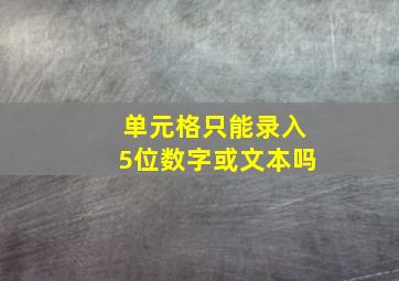 单元格只能录入5位数字或文本吗