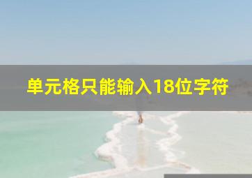 单元格只能输入18位字符