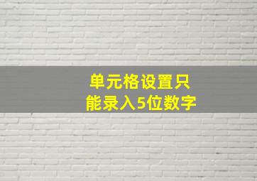 单元格设置只能录入5位数字