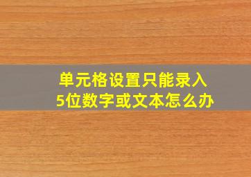 单元格设置只能录入5位数字或文本怎么办