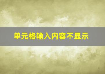 单元格输入内容不显示