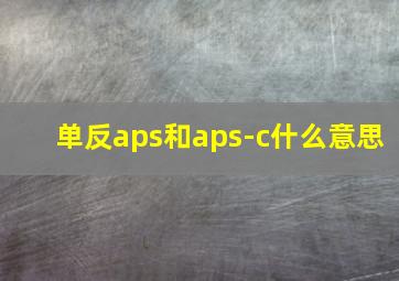 单反aps和aps-c什么意思