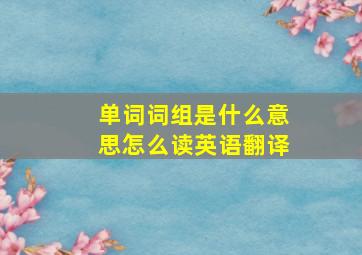 单词词组是什么意思怎么读英语翻译